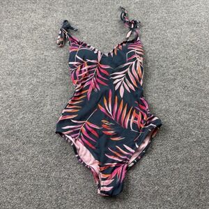 Jessica Simpson One Piece Swimsuit S NWT Tropical Palm Print Tie Straps